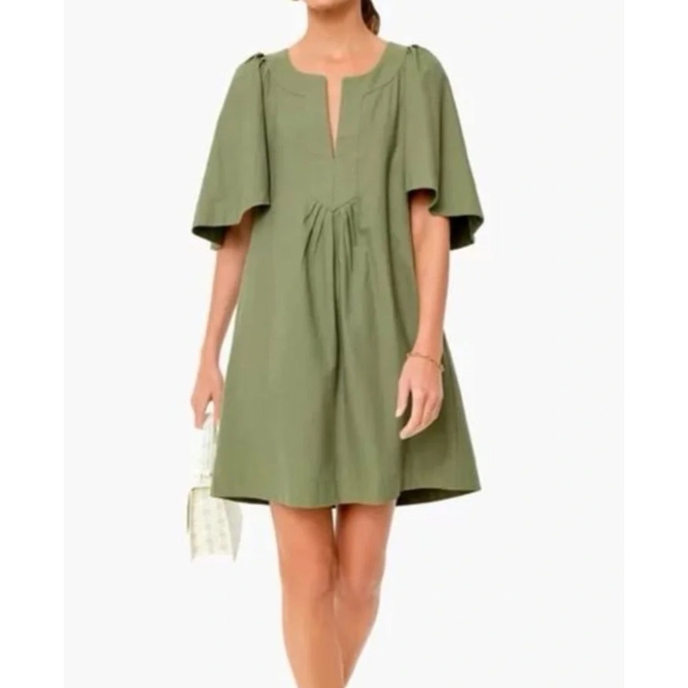 Pomander Place Dress Small Green Flutter Sleeve Split Neck Mini Coastal Cottage